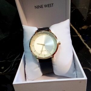 Nine West Black and Gold Watch Minimalist Design